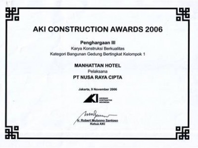 AKI Contruction Awards 2006 PT. Nusa Raya Cipta1 from Manhattan Hotel